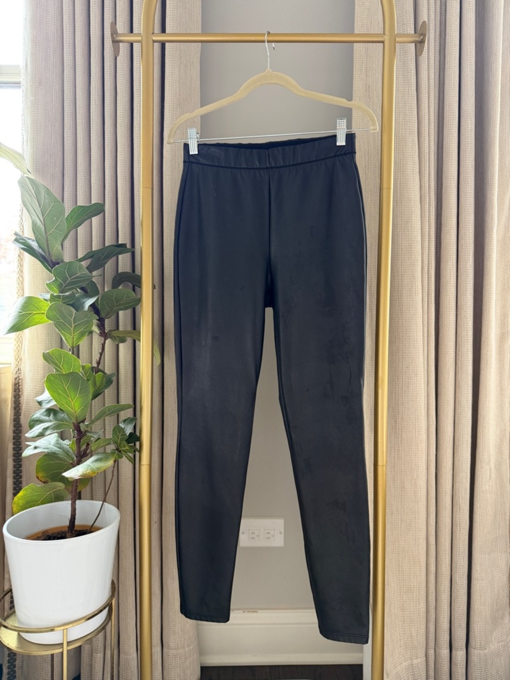 Express Vegan Leather Black Stretch Leggings
